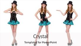  Presentation with white and black woman climbing ladders - Slide set with classic circus - young woman isolated on white background and a sky blue colored foreground