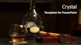 Presentation with cigar - PPT layouts with classic cognac bottle cigar background and a black colored foreground