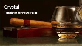  Presentation with cigar - Presentation theme with classic cognac bottle cigar background and a black colored foreground
