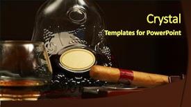  Presentation with cigar - Amazing PPT theme having classic cognac bottle cigar backdrop and a wine colored foreground