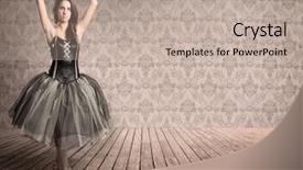  Presentation with ballerina - Beautiful slide deck featuring classic dance - attractive ballerina on tiptoe backdrop and a mint green colored foreground