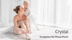  Presentation with ballerina - Cool new theme with classic dance - ballet teacher sitting backdrop and a white colored foreground