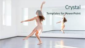 Presentation with studio - PPT theme enhanced with classic dance - beautiful young woman dancing background and a sky blue colored foreground