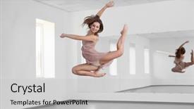  Presentation with studio - Beautiful PPT theme featuring classic dance - beautiful young woman dancing backdrop and a light gray colored foreground