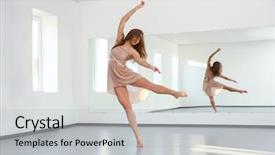  Presentation with classic - PPT theme having classic dance - beautiful young woman dancing background and a light gray colored foreground