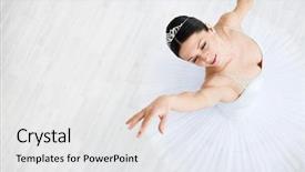  Presentation with ballerina - Slide deck enhanced with classic dance - dancing ballerina in the studio background and a light gray colored foreground