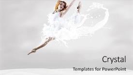  Presentation with ballerina - PPT layouts consisting of classic dance - jump of ballerina with dress background and a light gray colored foreground