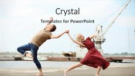  Presentation with couple dance - Theme consisting of classic dance - passionate couple dancing outdoors background and a cool aqua colored foreground