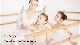  Presentation with classic - Slide set featuring classic dance - young ballerinas making position background and a lemonade colored foreground