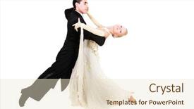  Presentation with couple - Slides enhanced with classic dance - young couple dancing over white background and a lemonade colored foreground