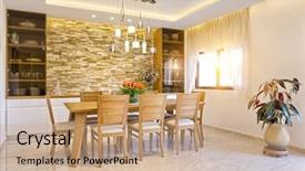  Presentation with dining - Slides with classic dining room background and a coral colored foreground