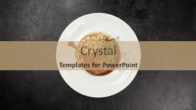  Presentation with black pearl - Presentation design enhanced with classic-dish-french-cuisine-roasted background and a coral colored foreground