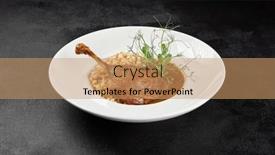  Presentation with black pearl - PPT theme having classic-dish-french-cuisine-roasted background and a coral colored foreground