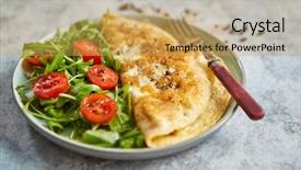  Presentation with white plate - Presentation theme with classic egg omelette served background and a yellow colored foreground