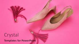  Presentation with classic - Slide set having classic-female-shoes-and-earrings background and a coral colored foreground