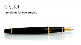  Presentation with fountain pen - PPT theme consisting of classic gold-nibbed black fountain background and a  colored foreground