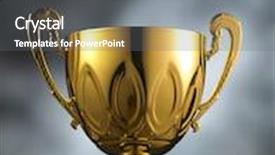  Presentation with golden light - PPT theme with classic golden trophy on the gray background with light effect background and a gray colored foreground