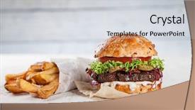  Presentation with home design - Colorful presentation design enhanced with up of home made burger backdrop and a light gray colored foreground