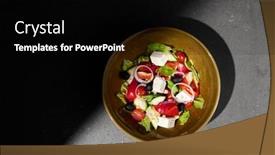  Presentation with dark simple - Theme enhanced with classic-greek-salad-on-ceramic background and a black colored foreground