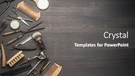  Presentation with classic - Presentation theme consisting of classic-grooming-and-hairdressing-tools background and a gray colored foreground
