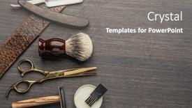  Presentation with classic - PPT layouts featuring classic-grooming-and-hairdressing-tools background and a gray colored foreground