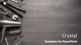  Presentation with classic - Slide deck enhanced with classic-grooming-and-hairdressing-tools background and a gray colored foreground