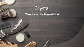  Presentation with classic - Slide deck with classic-grooming-and-hairdressing-tools background and a gray colored foreground