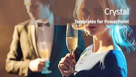  Presentation with two glasses of champagne - Presentation theme having classic happy birthday - attractive couple with glasses background and a tawny brown colored foreground