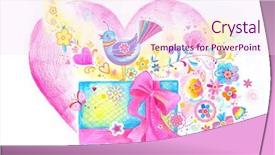  Presentation with cute birthday - Slide set having classic happy birthday - cute bird with gift wrapped background and a pink colored foreground