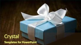  Presentation with luxury - PPT layouts having classic happy birthday - luxury box tied background and a tawny brown colored foreground