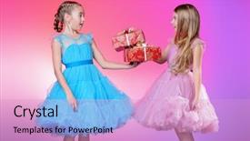  Presentation with fight two boxer boxing - Presentation theme consisting of classic happy birthday - two pretty little girls dressed background and a  colored foreground