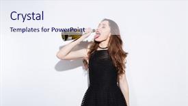  Presentation with black woman - Beautiful PPT layouts featuring classic happy birthday - woman in black dress drinking backdrop and a sky blue colored foreground