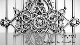  Presentation with classic - Colorful slides enhanced with classic house - ornamental on metal background backdrop and a light gray colored foreground