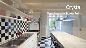  Presentation with apartments - Slides featuring classic house - tower luxury residential apartments kitchen background and a coral colored foreground