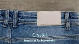  Presentation with brown leather - Theme featuring classic industrial age - jeans pants with back pocket background and a ocean colored foreground
