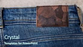  Presentation with brown leather - Presentation theme having classic industrial age - jeans pants with back pocket background and a ocean colored foreground