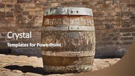  Presentation with manufacture - Amazing PPT theme having classic industrial age - old wooden barrel backdrop and a  colored foreground