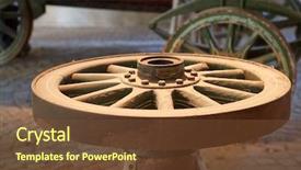 Presentation with old age - Slide deck enhanced with classic industrial age - wheel of an old carriage background and a tawny brown colored foreground