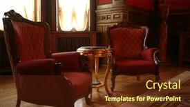  Presentation with chairs - Colorful presentation theme enhanced with classic-interior-twho-chairs backdrop and a tawny brown colored foreground