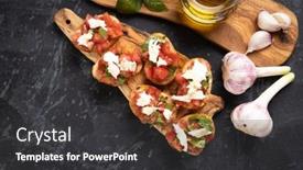  Presentation with mozzarella cheese - Theme consisting of classic-italian-bruschette-grilled-bread background and a  colored foreground