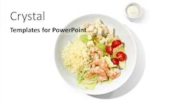  Presentation with simple food - PPT theme featuring classic-italian-food-caesar-salad background and a white colored foreground