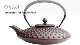  Presentation with iron - Colorful PPT theme enhanced with classic japanese iron kettle on white backdrop and a white colored foreground