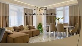  Presentation with complete - PPT theme consisting of classic-kitchen-and-living-room background and a mint green colored foreground