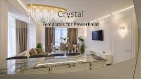  Presentation with kitchen design - Presentation theme with classic-kitchen-and-living-room background and a mint green colored foreground