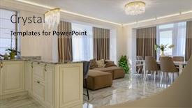  Presentation with kitchen design - Slide deck featuring classic-kitchen-in-creamy-color background and a mint green colored foreground