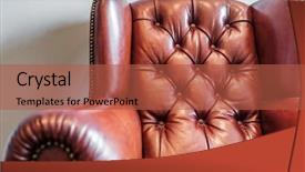  Presentation with brown leather - Audience pleasing slide deck consisting of classic leather upholstered armchair backdrop and a red colored foreground