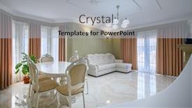  Presentation with room interior design - Theme enhanced with classic-living-room-interior-design background and a light gray colored foreground