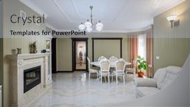  Presentation with room interior design - Slide deck enhanced with classic-living-room-interior-design background and a light blue colored foreground