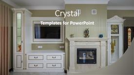  Presentation with room interior design - Presentation theme consisting of classic-living-room-interior-design background and a gray colored foreground