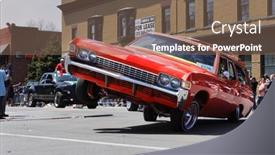  Presentation with detroit - Beautiful slide set featuring classic-lowrider-performing-a-three backdrop and a violet colored foreground